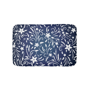 Tapis De Bain Denim Blooms : Floral Pattern Arrière - plan