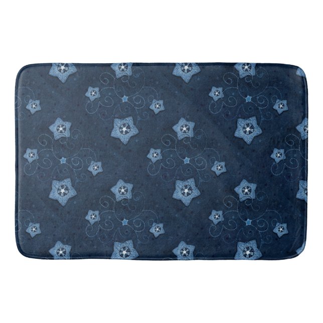 Tapis De Bain Denim Blue Star Motif Mat de bain (Devant)