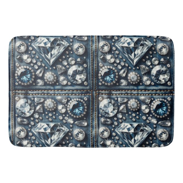 Tapis De Bain Denim & Diamonds Bling Bijou Glamour (Devant)