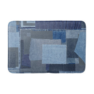 Tapis De Bain Denim Shibori de patchwork de blue-jean de Boro