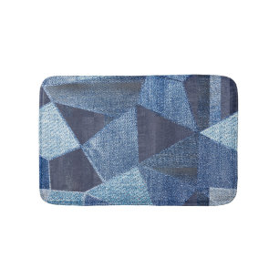 Tapis De Bain Denim Urban : Patchwork à rayures détendues.