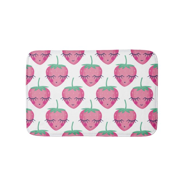 Tapis De Bain Des fraises endormies, mignonnes motifs. (Devant)