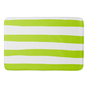 Tapis De Bain Des rayures inégales dans la chaux Vert et Blanc