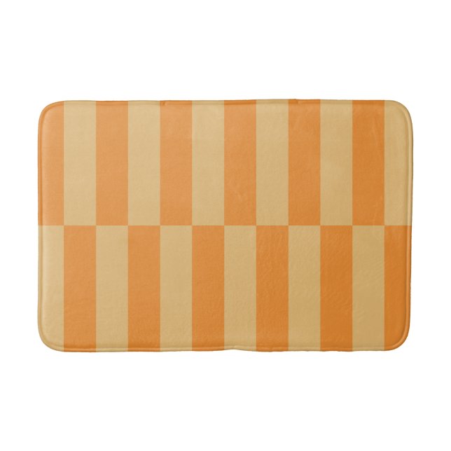 Tapis De Bain Design à rayures orange mandarine et blé (Devant)