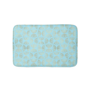 Tapis De Bain Design Art Déco, Motif Turquoise et or