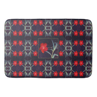 Tapis De Bain Design avec Fleurs rouges et Feuilles
