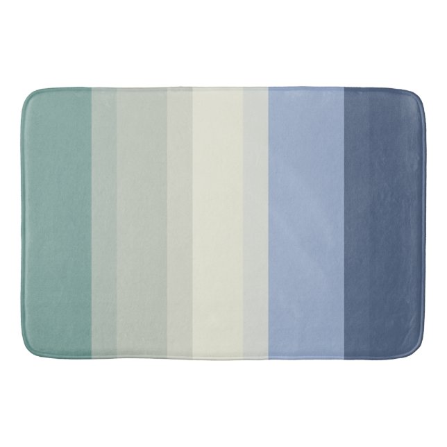 Tapis De Bain Design chic bleu et Turquoise vert rayures (Devant)