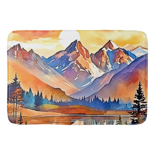 Tapis De Bain Design d'art de Sunset Mountain (Devant)
