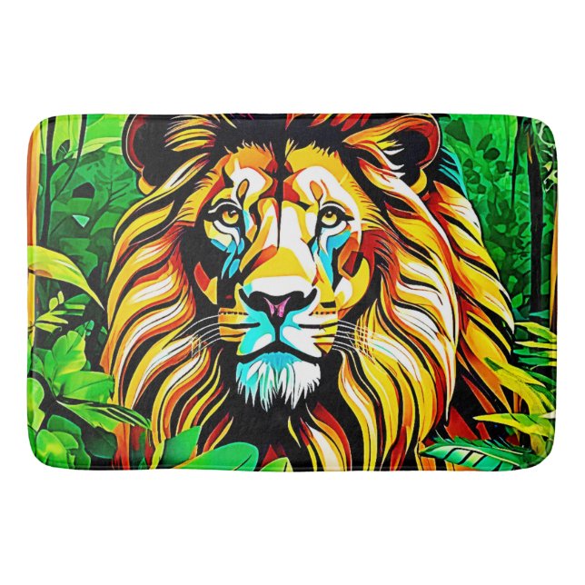 Tapis De Bain Design d'art pop de Jungle Lion (Devant)