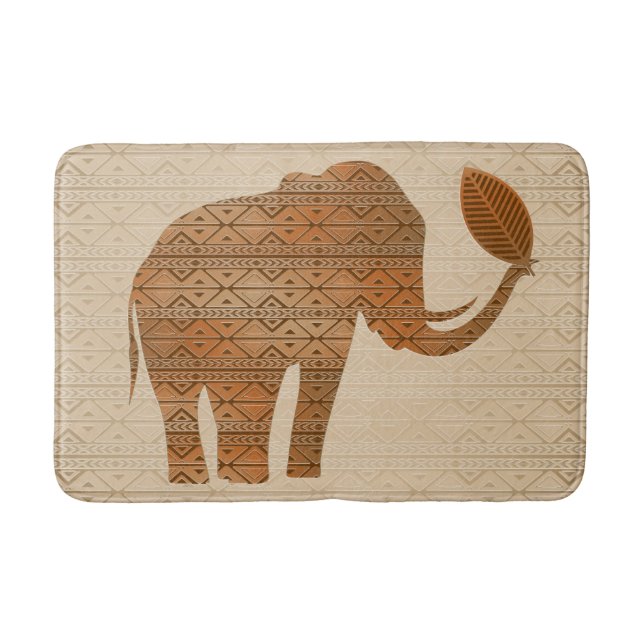 Tapis De Bain Design d'art tribal des éléphants (Devant)