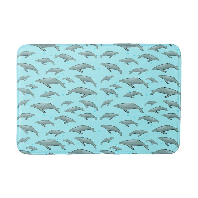 Tapis De Bain Design de baleines bleues (Devant)