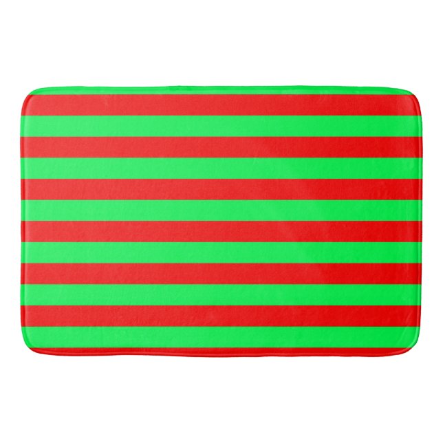 Tapis De Bain Design de bandes rouge et verte (Devant)