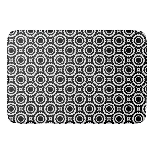 Tapis De Bain Design de cercles en zigzag noir mignon (Devant)
