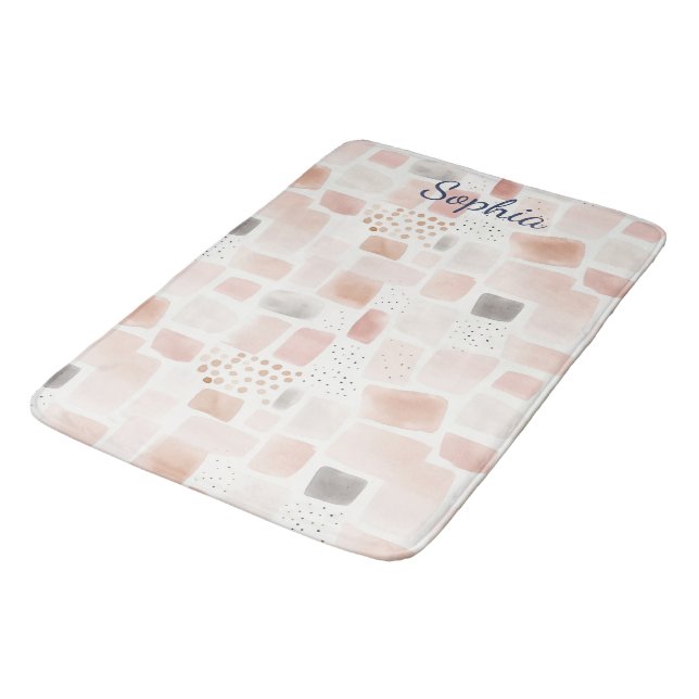 Tapis De Bain Design de couleur Abstrait bleu et BrownCouverture (Angle)