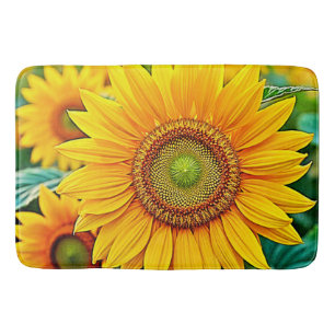 Tapis De Bain Design de sérénité du terrain de tournesol doré
