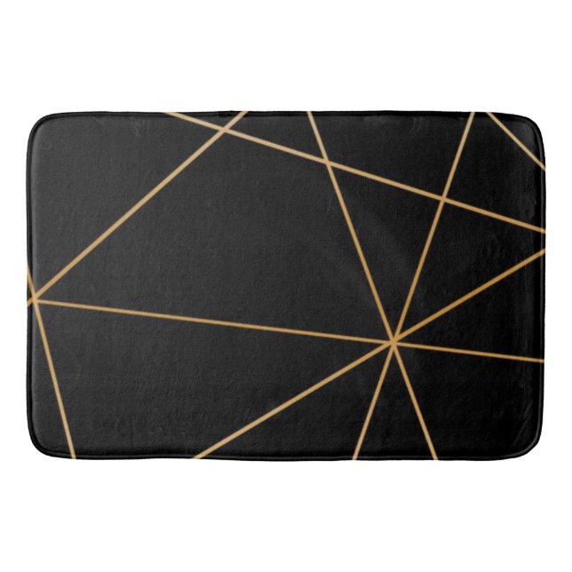 Tapis De Bain Design en ligne noire et dorée   (Devant)