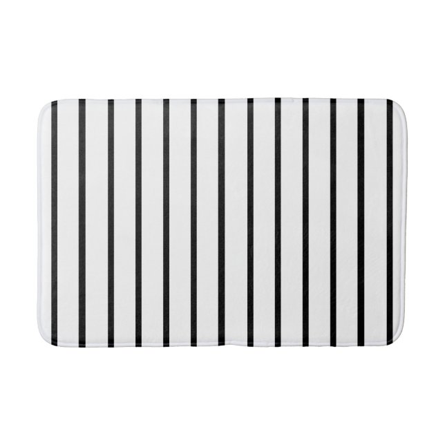 Tapis De Bain Design en rayures blanches et noires (Devant)