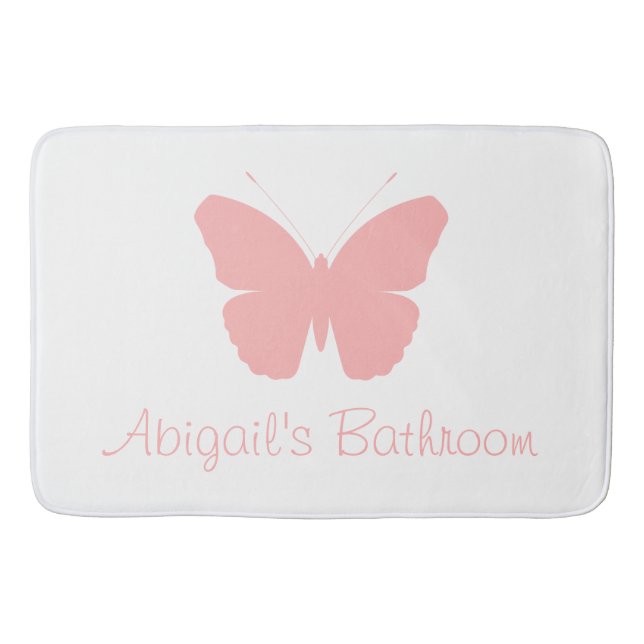 Tapis De Bain Design en silhouette papillon rose (personnalisé) (Devant)