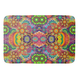 Tapis De Bain Design floral coloré Mandala Motif