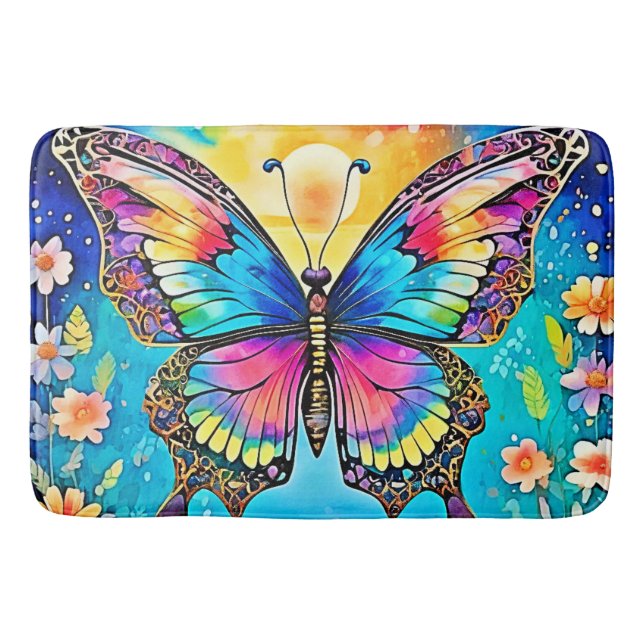 Tapis De Bain Design floral vibreur papillon (Devant)