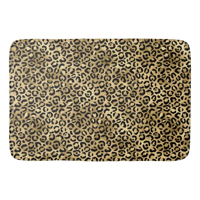 Tapis De Bain Design Leopard bleu et or 2 (Devant)