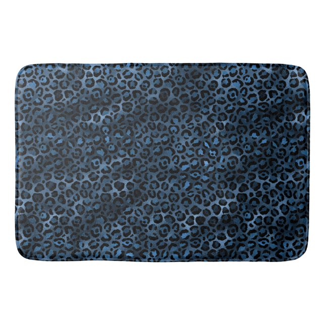 Tapis De Bain Design Leopard bleu et or série 3 (Devant)