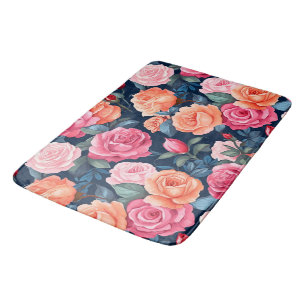 Tapis De Bain Design Motif Rose rouge rose orange