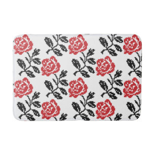 Tapis De Bain Design original de fleur à point croisé motif Ros