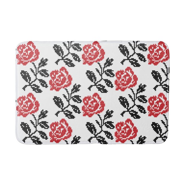 Tapis De Bain Design original de fleur à point croisé motif |Ros (Devant)