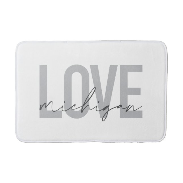 Tapis De Bain Design simple, moderne, urbain, cool Love Michigan (Devant)