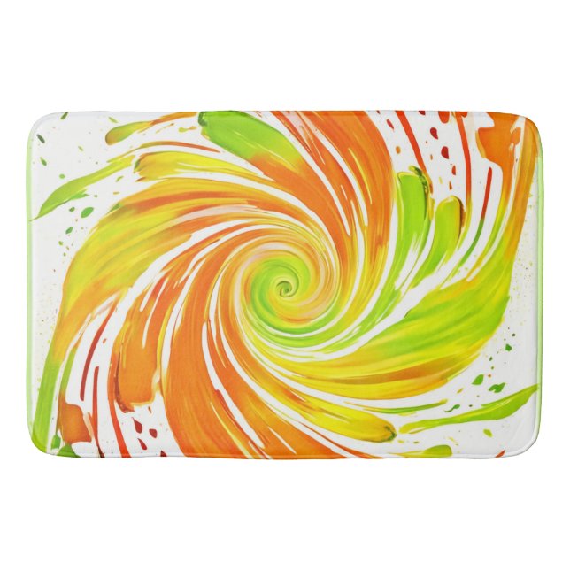 Tapis De Bain Design spiral vert et orange (Devant)
