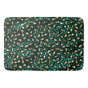 Tapis De Bain Design turquoise et Gold Leopard Series 3