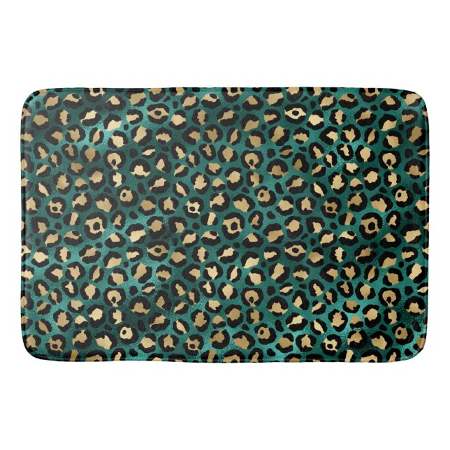 Tapis De Bain Design turquoise et Gold Leopard Series 3 (Devant)
