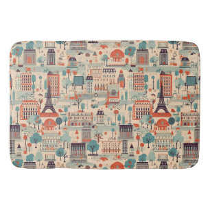 Tapis De Bain Design Vintage parisien - beige, rouge, vert