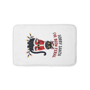 Tapis De Bain Désolé Père Noël, j'ai été un chat noir sauvage po
