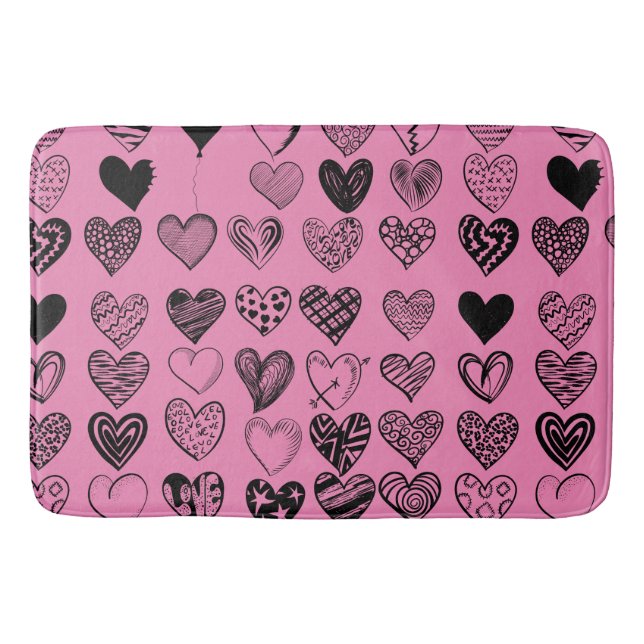 Tapis De Bain Dessin adorable de Black Heart Scribble (Devant)