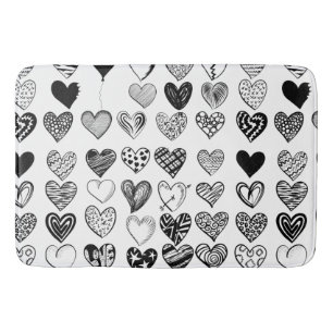 Tapis De Bain Dessin adorable du coeur noir