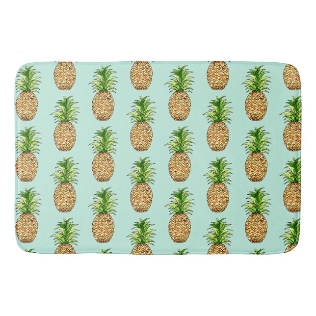 Tapis De Bain dessin d'ananas aquarelle (Devant)