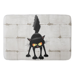 Tapis De Bain Dessin de Funny Fierce Black Cat