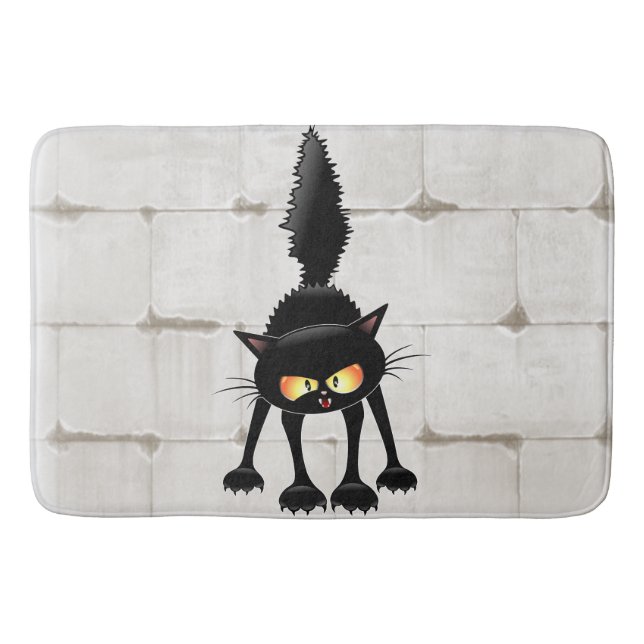 Tapis De Bain Dessin de Funny Fierce Black Cat (Devant)