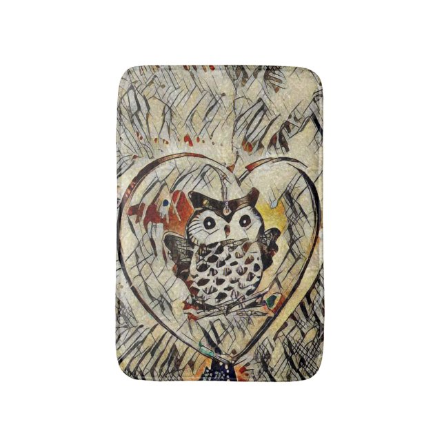 Tapis De Bain Dessin de hibou (Devant (Vertical))