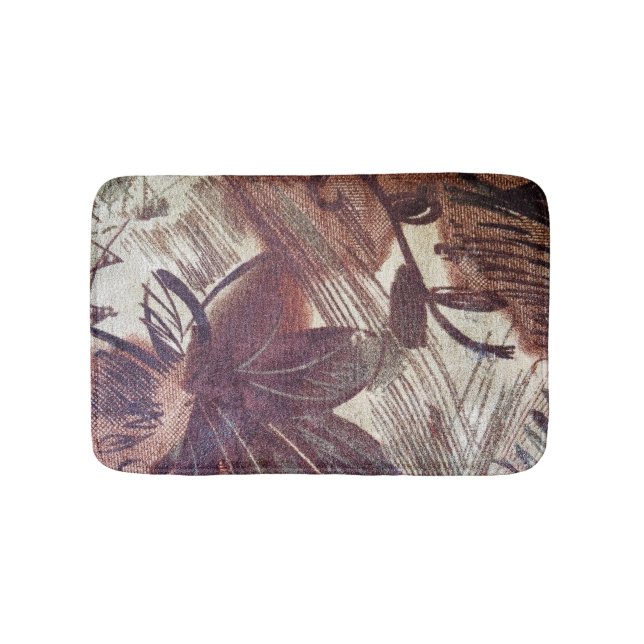 Tapis De Bain Dessin floral marron abstrait 1 (Devant)