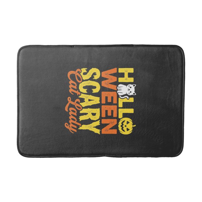 Tapis De Bain Dessin Halloween Dame Chat Effrayant_1 (Devant)
