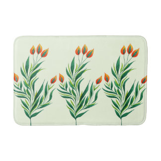 Tapis De Bain Dessin Plante de printemps Art botanique Abstrait