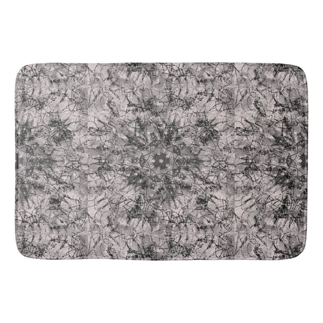 Tapis De Bain Dessin Rose chic en or et Mandala noir (Devant)