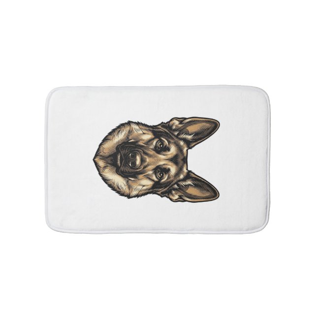 Tapis De Bain Dessin vectoriel de chien de berger de gravure vin (Devant)