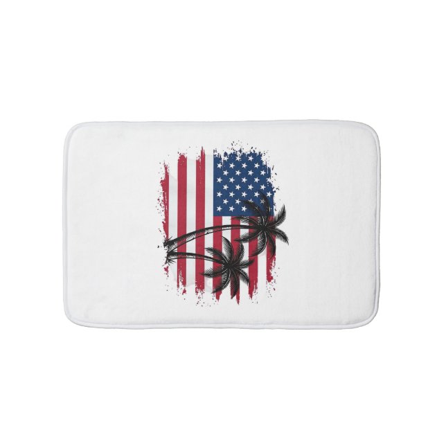 Tapis De Bain Dessin vectoriel de plage patriotique avec drapeau (Devant)