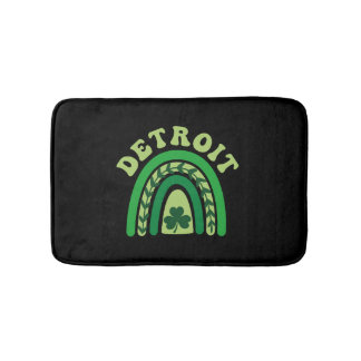 Tapis De Bain Detroit Michigan Shamrock irlandais Kawaii Rainbo 