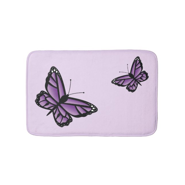 Tapis De Bain Deux Beaux Papillons Violets (Devant)