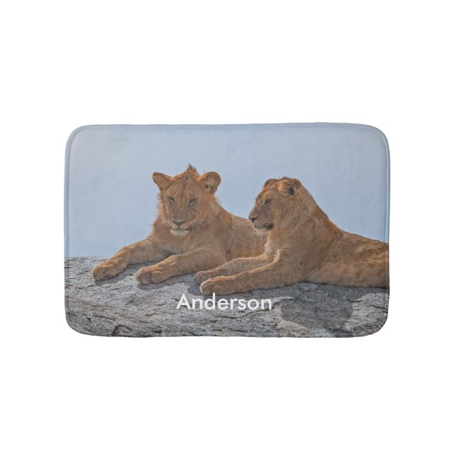 Tapis De Bain Deux Lions Personnalisés (Devant)